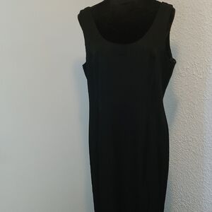 En Francais by Huey Waltzer Women’s Black Evening Gown with Slit Size 14 Vintage
